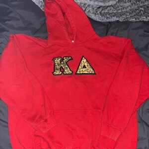 Red Hoodie with Leopard Print Kappa Delta Letters